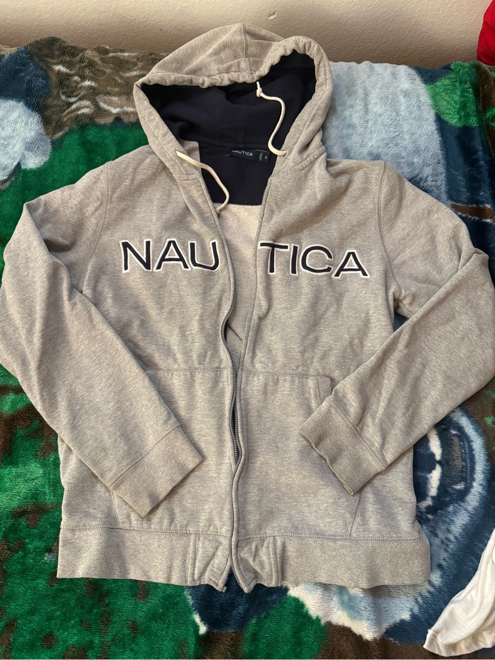 Nautica Light Gray Full-Zip Hoodie Jacket